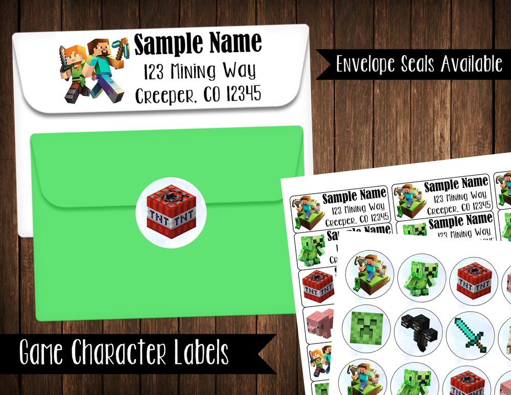  Video Game Themed Address Labels & Envelope Seals